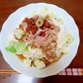 ツナ納豆そうめん